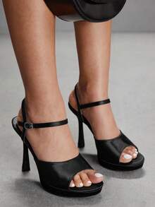 CUCCOO SZL Women's Fashion High Heel Waterproof Platform Round Toe Evening Pumps - Black - View 5