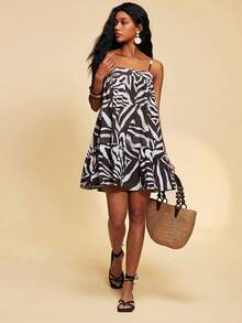 Travachic Women's Casual All-Over Print Ruffle Hem Camisole Dress - Multicolor - View 3