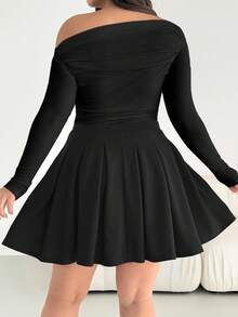 Falda midi plisada roja básica, versátil y cómoda para mujer de talla grande, para otoño/invierno, fondo de armario, Navidad, Año Nuevo - Negro 2 - Ver 6