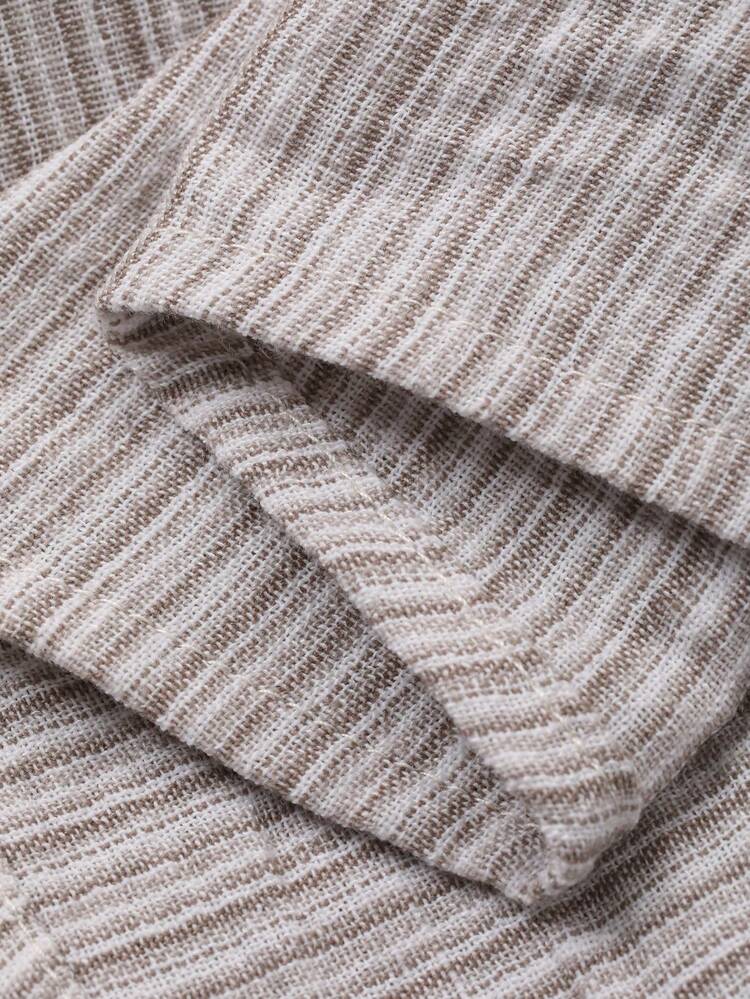 Tween Boy Striped Drop Shoulder Long Sleeve Single-Breasted Casual Shirt