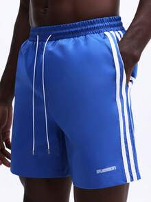 SUMWON Quần bơi có sọc trắng bên hông và dây rút ở eo, thích hợp cho kỳ nghỉ hè ở bãi biển, hồ bơi. - Màu xanh lam - Xem 4