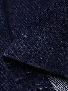 DAZY 女士宽松休闲时尚街头风系带吊带裤，收腰设计，宽松版型，直筒牛仔背带裤/连体裤，春夏款 - 深色水洗藍 - 查看 11