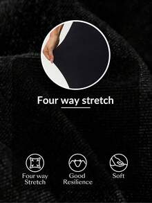 Flexra 女士复古硬币纹弹力修身直筒裤 - 黑色 - 查看 9