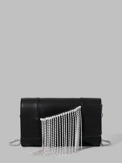 Ontre LADIES CLUTCH BAG, EXQUISITE DIAMOND STRIP SQUARE BAG.