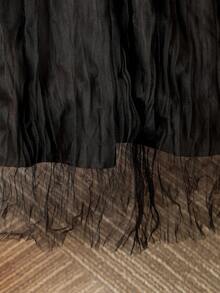 Modelyn Plus Size Women Pleated Elastic Waist Casual Skirt - Black - View 6