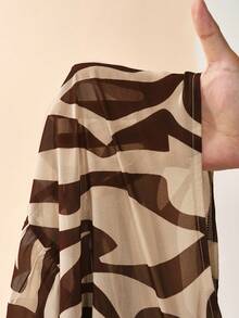 Zivah 2026 Casual Beach Vacation Asymmetrical Striped Print Sarong Skirt - Rust Brown - View 8