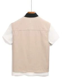 Manfinity LEGND Men's Casual Everyday Contrast Collar Zip-Up Sleeveless Denim Jacket - Apricot - View 7