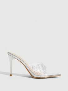 CUCCOO SZL 女士夏季新款银色透明膜水钻高跟凉鞋 时尚华丽性感派对宴会女士凉鞋拖鞋 - 銀色 - 查看 4