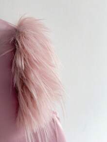 少女款无袖A字公主裙，饰以仿珍珠，法式风格，适合家庭聚会和日常穿着，冬季款 - 淺粉色 - 查看 6