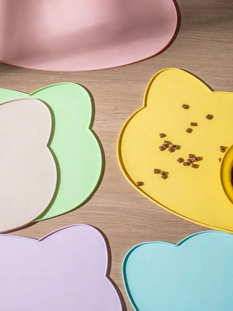 硅胶宠物喂食垫，防滑防水碗垫，加高边缘，易于清洁，适用于猫狗食物和水 - 彩色 - 查看 1