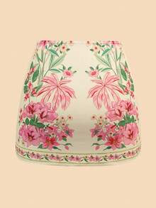 Travachic 女士印花时尚比基尼泳装套装，含配套半裙，适合夏季海滩、海滩、女士海滩装扮、海滩套装、外出、度假、女士度假装扮、假日、夏季、夏季服装、女士夏季装扮、情人节、狂欢节、狂欢节服装、派对、外出、外出装扮、休闲、优雅、Y2K、花朵、白色、红色、粉色 - 彩色 - 查看 6