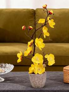 1 chậu hoa đào nhân tạo 30cm kèm bình, cây hoa mùa xuân nhân tạo trang trí trong nhà và ngoài trời, cây giả, trang trí mùa thu, phòng, bàn làm việc, trang trí sân vườn, đồ trang trí nhà cửa ngày Valentine, hoa giả trang trí phòng khách, đám cưới, sinh nhật, trang trí mùa thu, trang trí nhà bếp, cây giả trang trí nhà cửa, đồ dùng học tập cho năm học mới - trắng - Xem 3