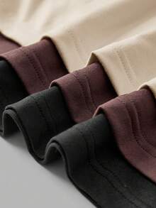 SHEIN PETITE 3件套休闲纯色针织修身长袖心形领连体衣，女士长袖连体衣，性感连体衣，一体式连体衣，女士连体衣，女士性感服装 - 彩色 - 查看 11