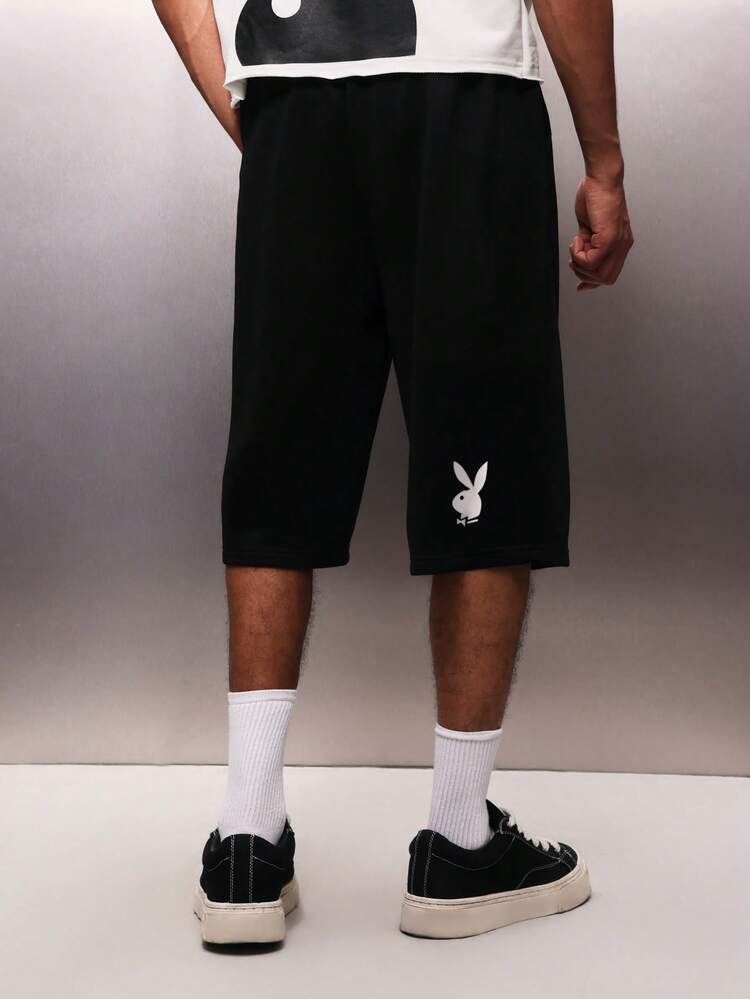 PLAYBOY X SUMWON Knee Length Jersey Shorts With Drawstring