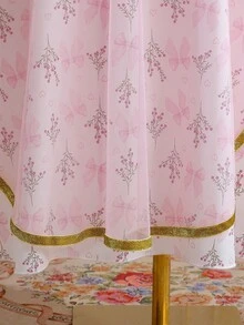 少女两件套中东风格长袍套装，杏色长袖童装，节日服装 - 粉色 - 查看 4