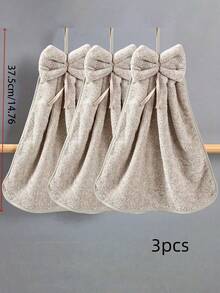 1条/3条装蝴蝶结挂式毛巾，蝴蝶结挂式毛巾，珊瑚绒速干毛巾，吸水性强，柔软带挂环毛巾，厨房清洁毛巾，浴室用品，茶巾，圣诞礼物，家居浴室装饰，秋季装饰，返校季抹布，厨房毛巾 - 彩色 - 查看 9