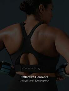 GLOWMODE Plus Size OptiDry Gym Crusher Compressive Quick-Dry Built-In Cups Front Zipper Sports Bra Medium Impact Training Running Workout Gym Wear - Black - View 8