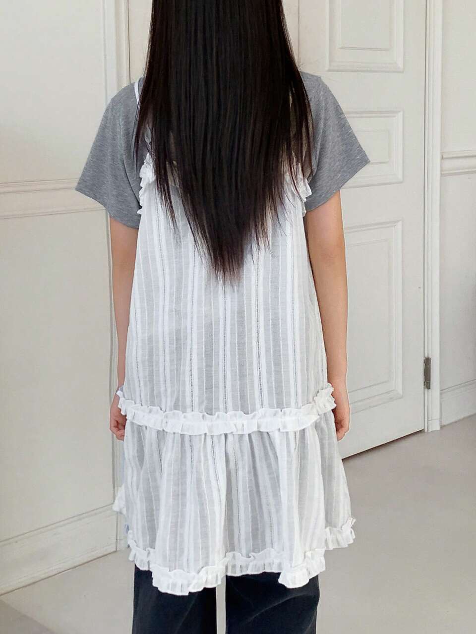 Tween Girls Solid Color Frill Trim Camisole Summer