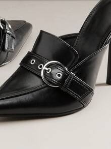 SHUZIA Women's Pointed Toe Faux Leather Fashionable Slip-On Pumps - Black - View 6