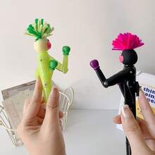 Joivida 4Pcs/8Pcs/12Pcs Frizzy Guy Mechanical Boxing Stress Relief Pen, Cartoon Funny Big Mouth Ballpoint Pen, Creative Gift For Students Entertainment - multicolor - View 5