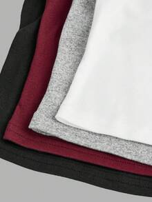 Tween Girl Casual Sports Minimalist Basic Knit Solid Color Fitted Cropped Tank Tops 4pcs Set Tween Girl - Burgundy - View 12