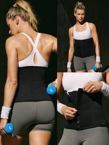 GLOWMODE 提升运动强度 吸汗保暖收腹塑形带 可调节钩扣拉链 双层压缩腰带 促进排汗 训练健身房日常运动服 - 黑色 - 查看 8