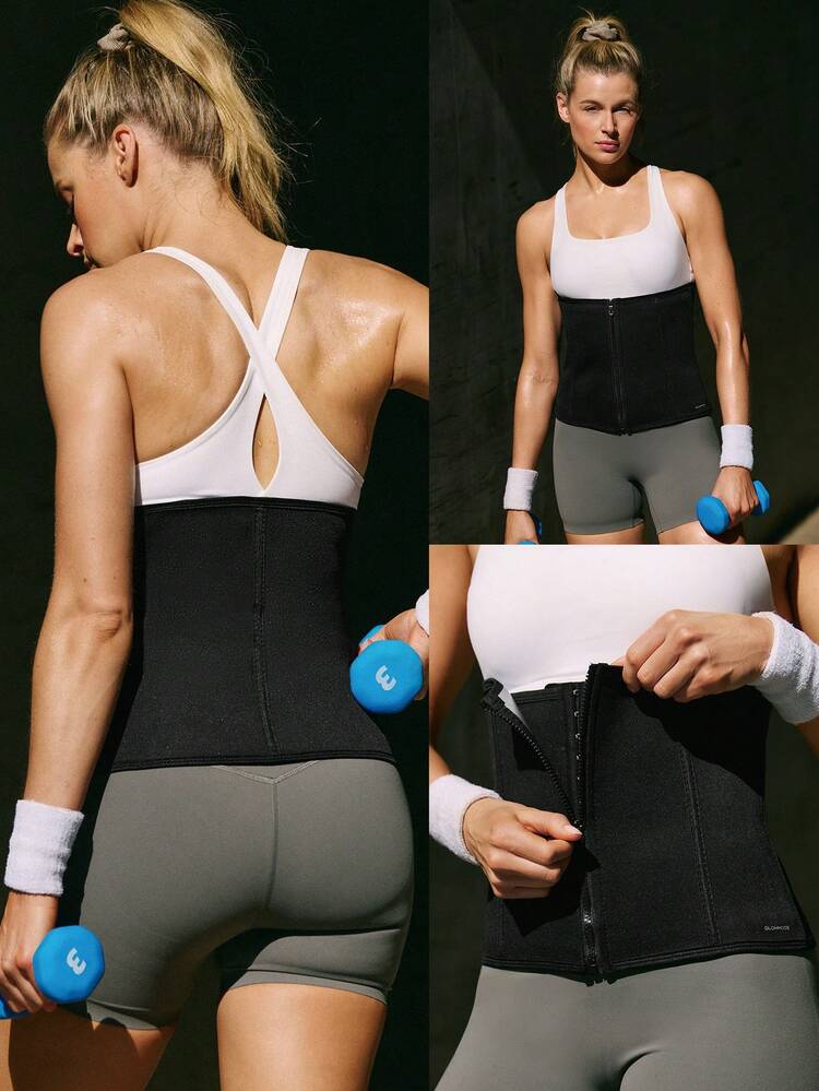 Augmentez la chaleur Ceinture de maintien de la taille amincissante et respirante avec fermetures à glissière et crochets réglables. Double couche de compression pour induire la transpiration. Idéal pour la gym, les activités quotidiennes et les entraînements.