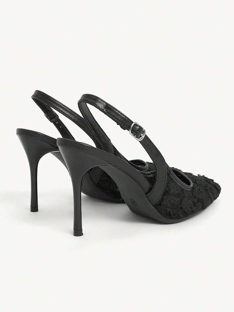 CUCCOO CHICEST Women Shoes Four Seasons New Flower Mesh Pointed Heel High Heel Sexy Elegant Mesh Women's High Heel Shoes Slingback Sexy Elegant Elegant Fashion Afternoon Tea Party Hunliji Versatile Wear Wedding Shoes Summer Shoes Bride Shoes