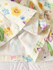 SHEIN 2pcs/Set Newborn Baby Girls' Dresses,Ditsy Floral & Yellow Heart Pattern Ruffle Sleeve,Cute Summer Soft Summer Colour Palette For Photo Shoot Parties - Multicolor - View 6