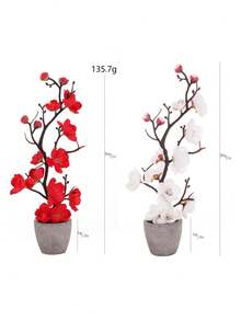 1 chậu hoa đào nhân tạo 30cm kèm bình, cây hoa mùa xuân nhân tạo trang trí trong nhà và ngoài trời, cây giả, trang trí mùa thu, phòng, bàn làm việc, trang trí sân vườn, đồ trang trí nhà cửa ngày Valentine, hoa giả trang trí phòng khách, đám cưới, sinh nhật, trang trí mùa thu, trang trí nhà bếp, cây giả trang trí nhà cửa, đồ dùng học tập cho năm học mới - trắng - Xem 10