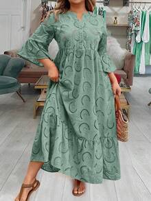 SHEIN LUNE Plus Size Dresses Valentine Red Dress Maxi Dresses For Women Summer Dresses Summer Boho Old Money - Cadet Blue - View 5