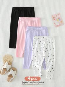 Cozy Pixies 4件套女婴柔软针织弹力腰裤套装 - 彩色 - 查看 5