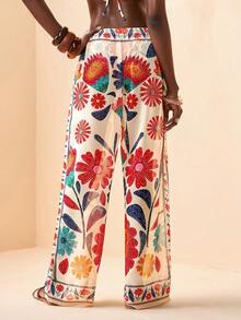 Zivah 2026 Pantalones y cubrecosturas de mujer con estampado de ubicación casual de resort, nueva colección primavera/verano - Rojo - Ver 6