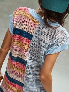 Bohemela Đầm dệt kim trễ vai phối màu thời trang dành cho nữ, thích hợp cho kỳ nghỉ, hẹn hò, dự tiệc. - Nhiều màu - Xem 9