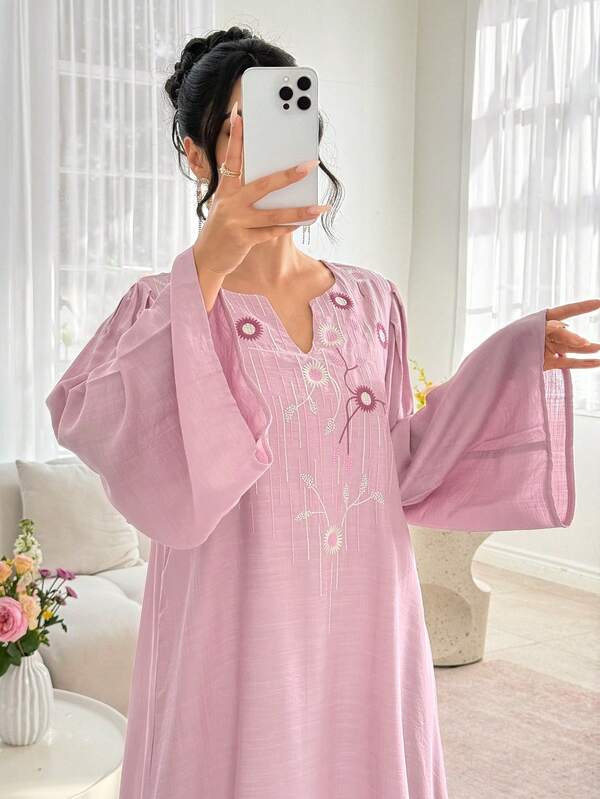 Yasmyna 女士V领碎花休闲连衣裙，适合派对、日常穿着和外出活动