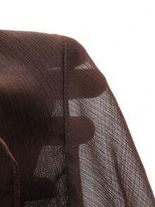 DAZY Áo kiểu nữ màu trơn dáng rộng bằng chiffon, tay loe, bèo nhún, thích hợp cho kỳ nghỉ xuân/hè. - màu nâu - Xem 7