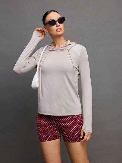 Activina Slim-Fit Color Block Sweatshirt Sweatshirt Sun Protection Shirt Women Long Sleeve Sun Protective Gym Shirt Women Upf Shirt Women Long Sleeve Activewear