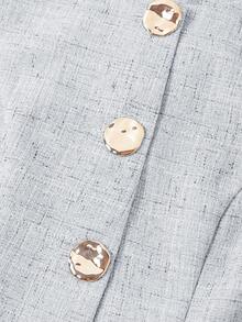 Ellevyn Bộ đồ 2 món tối giản, thanh lịch, chất liệu giả vải lanh, gồm áo và quần không tay, thích hợp cho việc đi làm hàng ngày. - Màu xanh nhạt - Xem 5