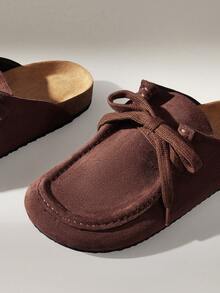 Solecia 女士休闲百搭系带穆勒鞋 - 咖啡棕 - 查看 5