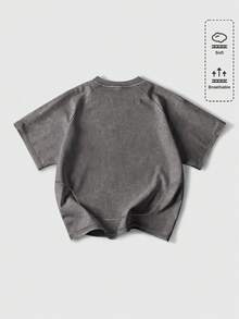 ROMWE MEN Street Life 男士休闲街头时尚印花圆领T恤 - 深灰色 - 查看 2