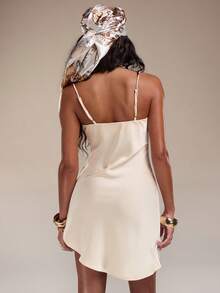 Normani Đầm ngắn dây mảnh, thanh lịch và gợi cảm với đường viền bất đối xứng. - Màu be - Xem 2