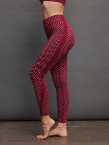 Activina 女士高腰无缝波点打底裤 - 鏽棕色 - 查看 1