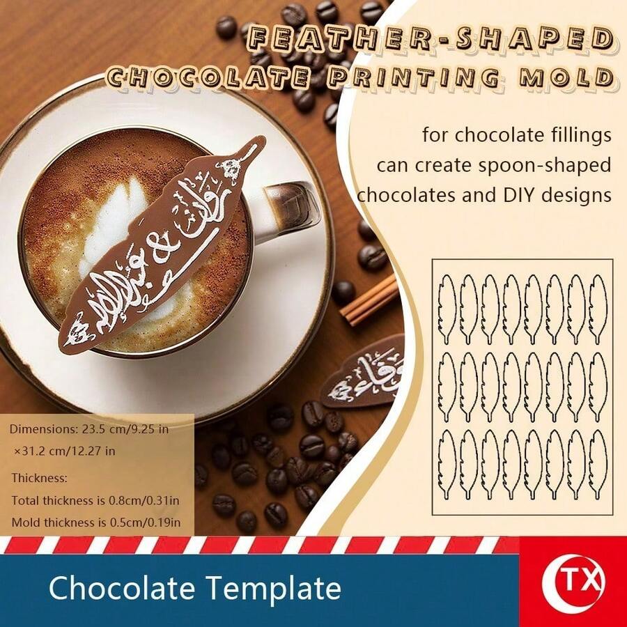 1PC Creative Chocolate Candy Mold, Transparent Acrylic Material For Shaping And Making Feather, Spoon, Square Chocolates, Interchangeable Shaping Mold, Non-Stick And Reusable Baking Mold, Suitable For Chocolate Fillings, Ideal For Home Bakers, Candy Shops And Chocolate Lovers, Applicable For Weddings, Family Gatherings, Holiday Parties And Celebrations, Chocolate Mold - Multicolor - View 1
