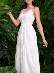 Modelyn Women's Floral Embroidery Ruched Waist Elegant Camisole Mini Dress, Suitable For Dates And Parties - White - View 7