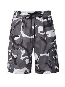 Manfinity Homme Men's Casual Gray Camouflage Pattern Straight Tube Shorts, The Patchwork Design Makes Pants Fit Better.Summer For Men - Multicolor - View 4