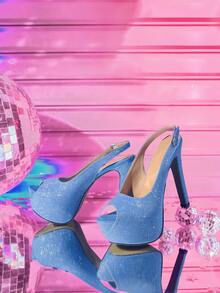 CUCCOO LuxiPop Women's Fashion Party Waterproof Platform High Heel Sandals - Blue - View 2