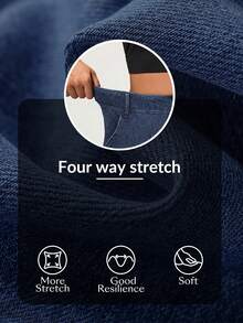 Flexra Jeans casuales y versátiles de cintura alta con bolsillos cargo para mujer - Azul lavado medio - Ver 7