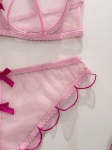 PetitDoll 2pcs Set Pink Cute Sensual Wire-Free Bra Set - Pink - View 8