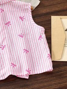 SHEIN 2025 Spring & Summer New Arrival, Western Totem Embroidery Twist Tie Blouse In Wine Red, Fashionable & Versatile For Daily Activities, Outings And Social Events - White - View 7