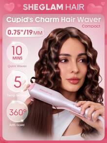 SHEGLAM HAIR Cupid's Charm Beach Babe Hair Waver,Pink Ionic Hair Curler-19mm EU Plug,Waver Curling Iron,2 Barrel Hair Crimper With Anti-Scald,50 Million Ions & 10 Min Quick Wave,Smart Timer & Adjustable Temps,Easy To Use Hair Tool For Women Graduation Birthday Gift Holiday Winter Pink Vibe Makeup Party Beach Travel Camping School Campus Festivals Rose Present Girl Charm Best Valentine's Day Women's Day Love Yourself - Baby Pink - View 1